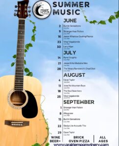 Summer live music schedule at prairie moon winery