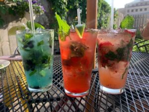 Mojitos on a patio table